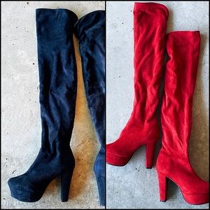 SET of Red & Black Thigh-High Boots!